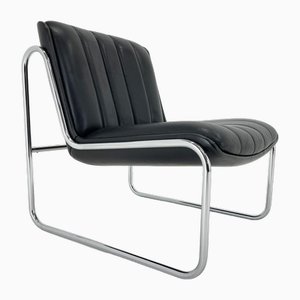 Mid-Century Chrome & Leatherette Lounge Chair, Germany, 1970s