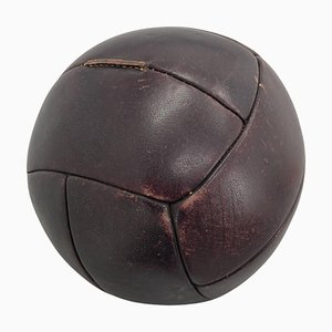 Balón medicinal vintage de cuero de caoba, años 30