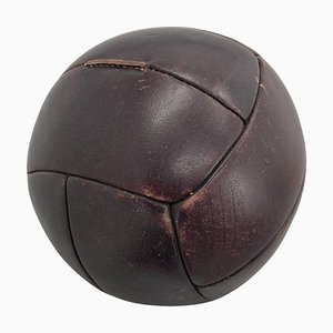 Vintage Mahogany Leather Medicine Ball, 1930s