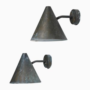 Swedish Outdoor Wall Lamps in Patinated Copper by Hans-Agne Jakobsson, 1950, Set of 2