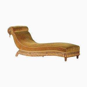 Daybed in Yellow Velvet with Trimmings, 1940s