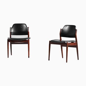 Danish Chairs in Leather by Arne Vodder for Sibast, 1960, Set of 2