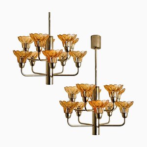 Sische Glass and Chrome Chandelier in the style of Kalmar, 1960s