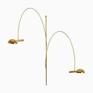Double Ball Arc Floor Lamp in Brass by Florian Schulz, 1970