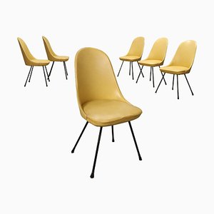 Vintage Italian Chairs in Leatherette and Metal, 1950s, Set of 6