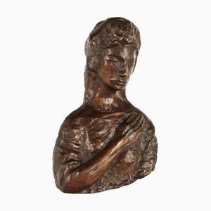 Buste de Femme en Bronze par Domenico Purificato