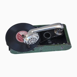 Mini Phonographe Gramophone avec Tourne-Disque Portable Swizz à Manivelle de Excelda, 1930s