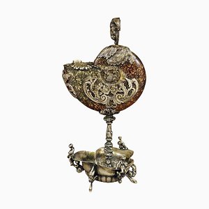 Antiker Ammonit aus der Kreidezeit mit Silbermontierung