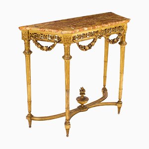 Louis XV Revival Konsolentisch aus vergoldetem Holz, 19. Jh.