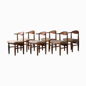 Dining Chairs in Lambswool attributed to Henning Kjærnulf, 1960s, Set of 6