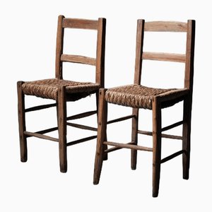 Französische Stühle aus Stroh, 1890er, 2er Set