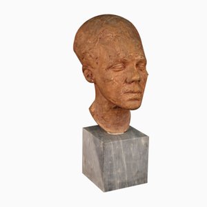 Figurative Sculpture, Mid-20th Century, Terracotta with Marble Base