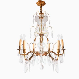 French Bronze and Crystal Chandelier, 1890s