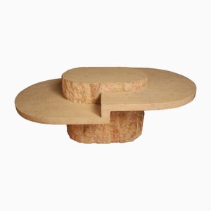 Table Basse avec Placage de Travertin, 1970s