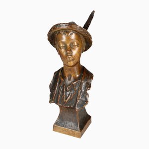 Late 19th or Early 20th Century Bronze Sculpture of Whistling Boy by Karl Hackstock
