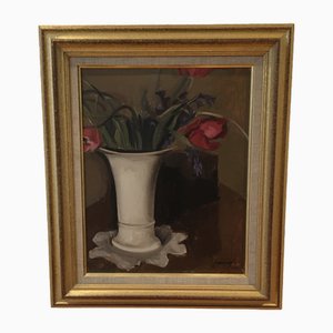 René Guinand, Bouquet de fleurs, Öl auf Leinwand, Gerahmt