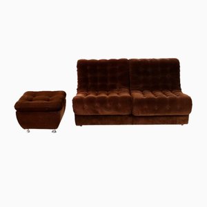 Modulares Mid-Century Zwei-Sitzer Sofa aus Cord von Meblo, 1970er, 3er Set