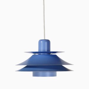 Danish Blue Hanging Lamp by Horn Lightning, 1970s