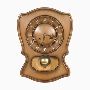 Art Deco Pendulum Wall Clock in Lacquered Wood Case, 1920s