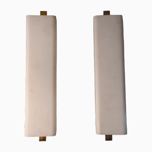 Iron & Brass Wall Lights with Rectangular Opal Glass from Stilux Milano, 1950s, Set of 2