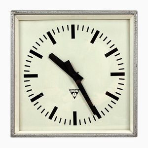 Horloge de Chemin de Fer Carrée Industrielle de Pragotron, 1980s