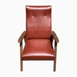 Vintage French Armchair in Leather, 1960s
