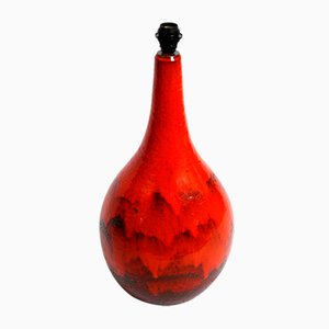Large Hand-Painted Red Ceramic Floor Lamp, 1960s