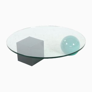 Vintage Coffee Table in Wood and Glass, 1980s