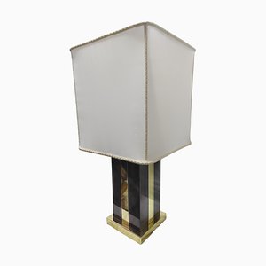 Italian Brass and Leather Table Lamp by Aldo Tura, 1970