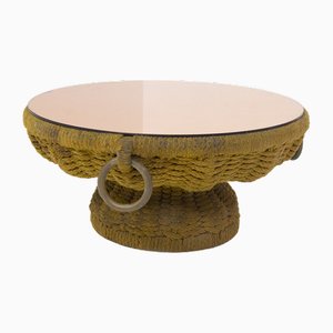 Coffee Table in Rope and Pink Mirror by Marzio Cecchi, 1976