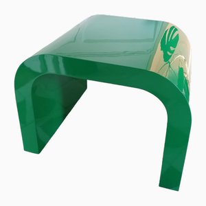 Vintage American Postmodern Emerald Green Lacquered Waterfall Side or Coffee Table, 1980s