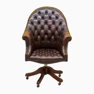Chesterfield Directors Armchair in Brown Leather