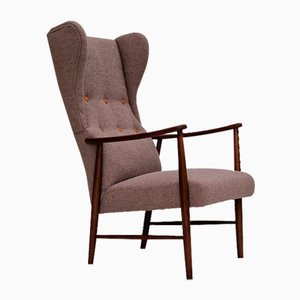 Schwedischer Sessel mit hoher Rückenlehne aus Wolle, 1960er