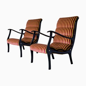 Set of Mid-Century Italian Velvet Armchairs by Ezio Longhi for Elam, 1950s