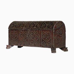Antique Trunk in Studded Leather and Wood, 1800