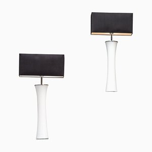 White Glass Table Lamps from Porta Romana, 2010s, Set of 2