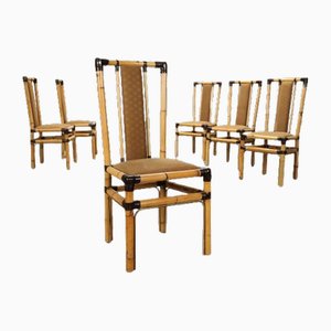 Vintage Bamboo Chairs, 1980s, Set of 6