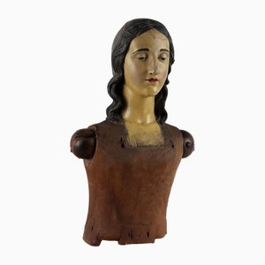 Artista italiano, Fragmento de busto de maniquí, Mediados del siglo XIX, Madera