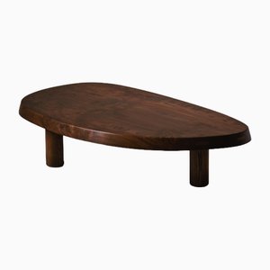 Elm Wooden Free Form Coffee Table, France, 1970s