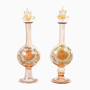 Bottiglie in vetro soffiato di Murano, set di 2