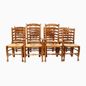 Ladderback Dining Chairs in Oak, Set of 8