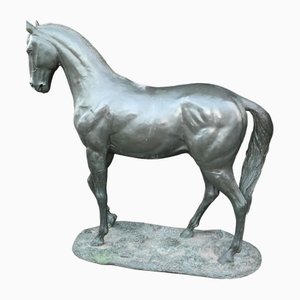Scultura equestre di cavallo da giardino in bronzo