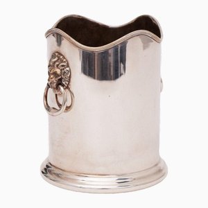 British Silver Plate Ice Bucket with Lions Head Handles by William Shirtcliffe & Son, 1880