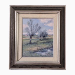 Winter Fields, 1950s, Oil on Canvas, Framed