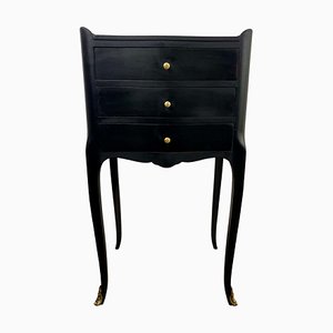 Black Bedside Table with Three Drawers, 1950