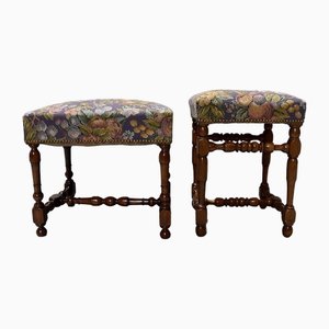 Set of 19th Century Louis XIV Tandem Walnut Stools