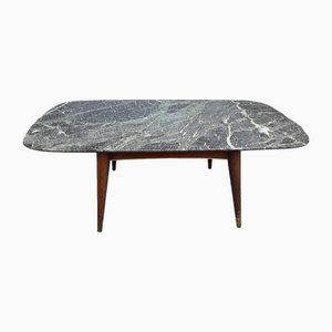 Table Base in Wooden Peaks & Alps Green Marble Top, 1950s