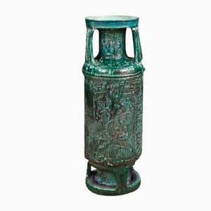 Grün glasierte italienische Terrakotta Vase, 1970er