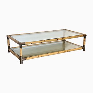 Bambus Tisch aus Messing, 1970er