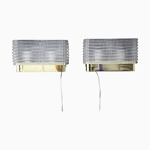 Rectangular Wall Lights Sconces in Textured Murano Glass, 1980s, Set of 2